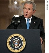 President Bush delivers a speech on terrorism in the East Room of the White House 