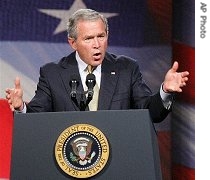 President Bush delivers a speech on the global war on terror at a Georgia Public Policy Foundation event at the Cobb Galleria Center in suburban Atlanta, Thursday, Sept. 7, 2006