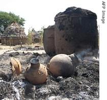 Destroyed huts are seen in Chad where more than 200 people have been killed in inter-ethnic clashes