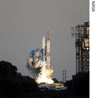 The Delta II rocket with NASA's THEMIS spacecraft aboard lifts off