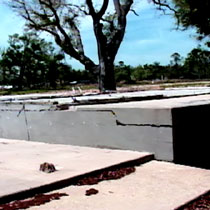 Slabs still exist where homes used to sit