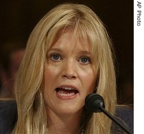 President Bush's former political director Sara Taylor testifies on Capitol Hill in Washington, before the Senate Judiciary Committee, 11 Jul 2007