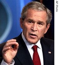 President Bush talks to reporters during press conference, 12 Jul 2007