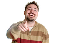 Man pointing and laughing