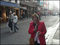 Producer Jo Reffin in a Soho street