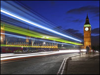 A view of Big Ben in the evening