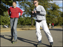 people blading at Hyde Park