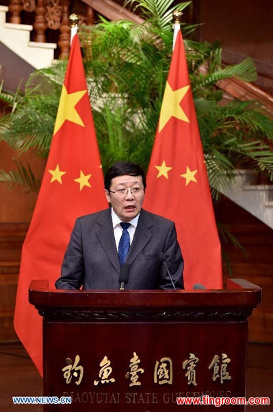 Chinese Finance Minister Lou Jiwei speaks during a press conference after the Fifth China-Japan Finance Dialogue in Beijing, capital of China, June 6, 2015. The dialogue was held in Beijing on Saturday after about two years of delay due to sour relations. (Xinhua/Li Xin)