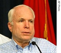 Senator John McCain speaking in Baghdad's Green Zone, 1 Apr 2007