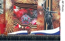 Russian troops march during a parade to mark Victory Day in Moscow's Red Square, 09 May 2007