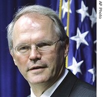 U.S. Assistant Secretary of State for East Asian and Pacific Affairs Christopher Hill speaks during a press conference at the U.S. Embassy in Jakarta, Indonesia, 29 May 2007