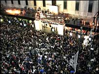 Crowds watching the Christmas light switch-on